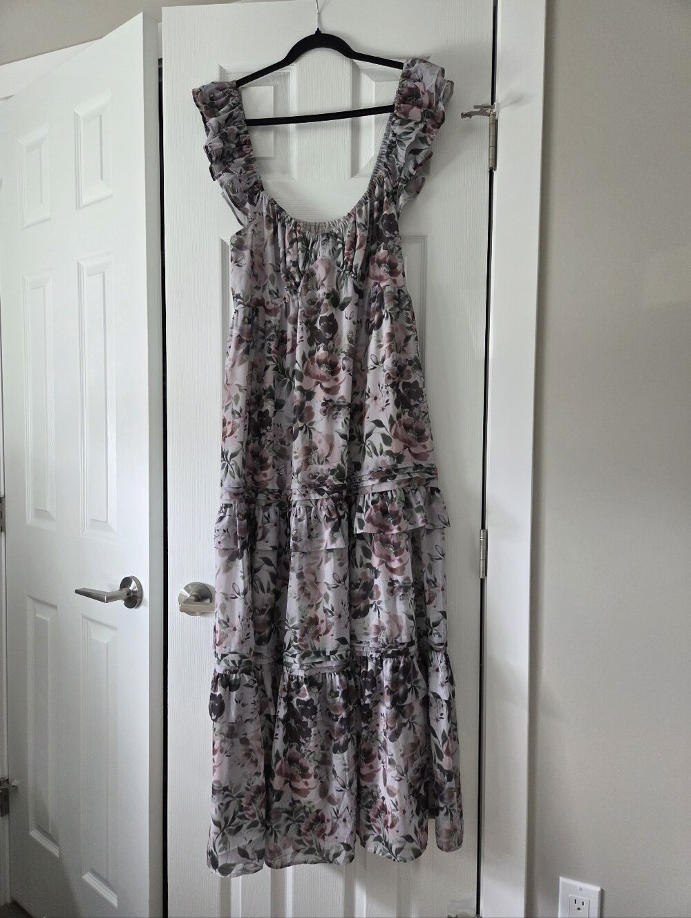 Saltwater Luxe Floral Ruffle Tiered Maxi Dress - Pink/Gray